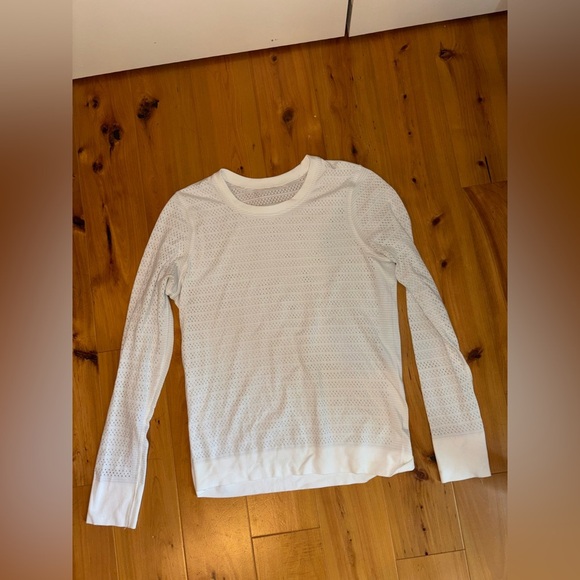 White Mesh Lululemon Long Sleeve Top - Picture 1 of 3